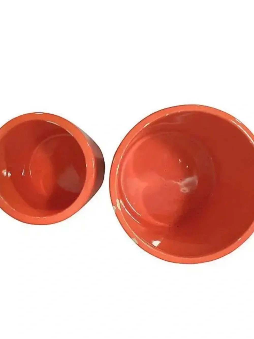 Mid-Century Orange Ceramic Kitchen Canisters-A Pair